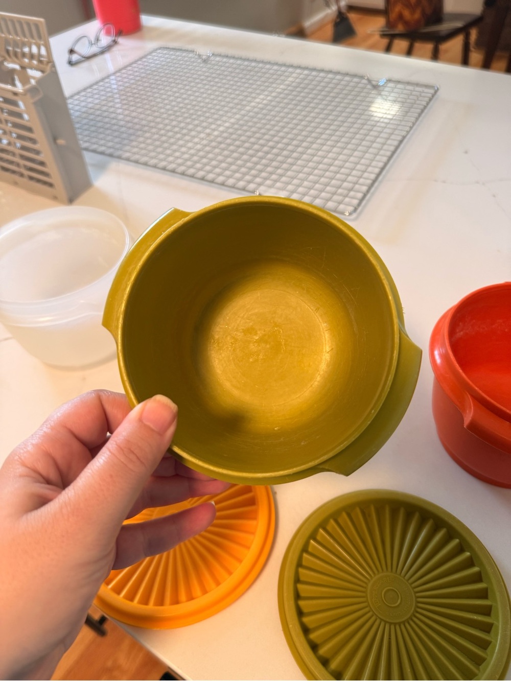 Vintage Tupperware with Lids - Orange, Olive, clear - Picture 5 of 11